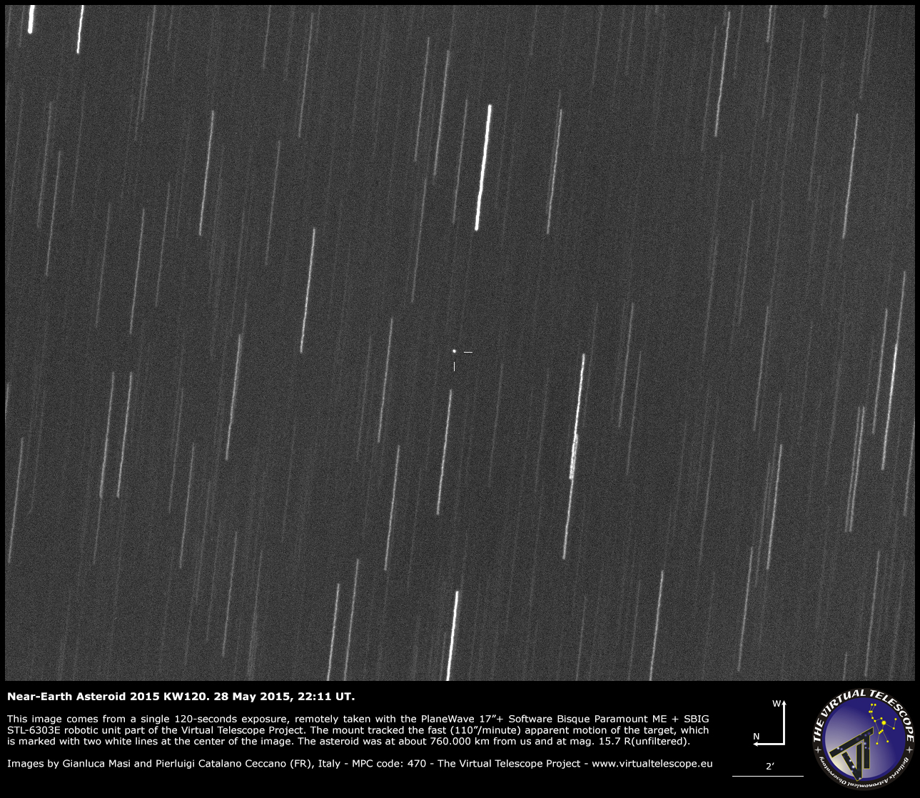 Scopri di più sull'articolo L’ asteroide 2015 KW120 si avvicina alla Terra: un’immagine (28 Maggio 2015)