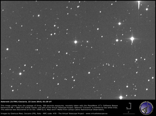 Asteroide (21799) Ciociaria: 23 giugno 2015