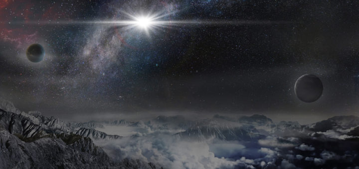 Rappresentazione artistica della supernova da record ASASSN-15lh, così come apparirebbe da un esopianeta distante da essa circa 10.000 anni luce. (Credits: Beijing Planetarium / Jin Ma).