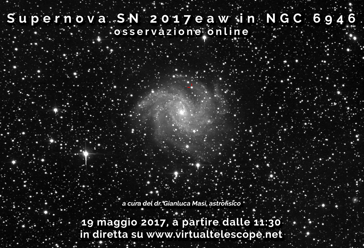 Scopri di più sull'articolo Supernova SN 2017eaw in NGC 6946: osservazione in diretta online (19 maggio 2017)