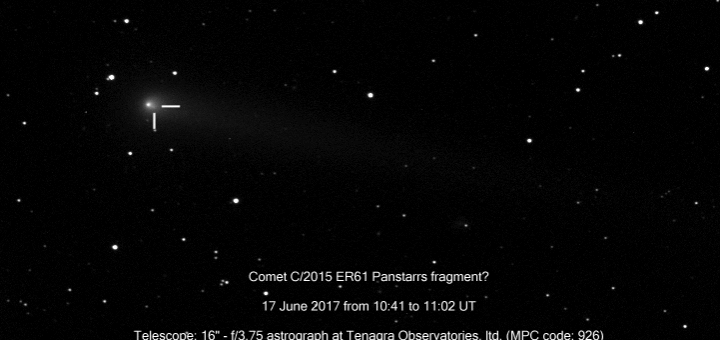 Cometa C/2015 ER61-b Panstarrs assieme alla componente principale
