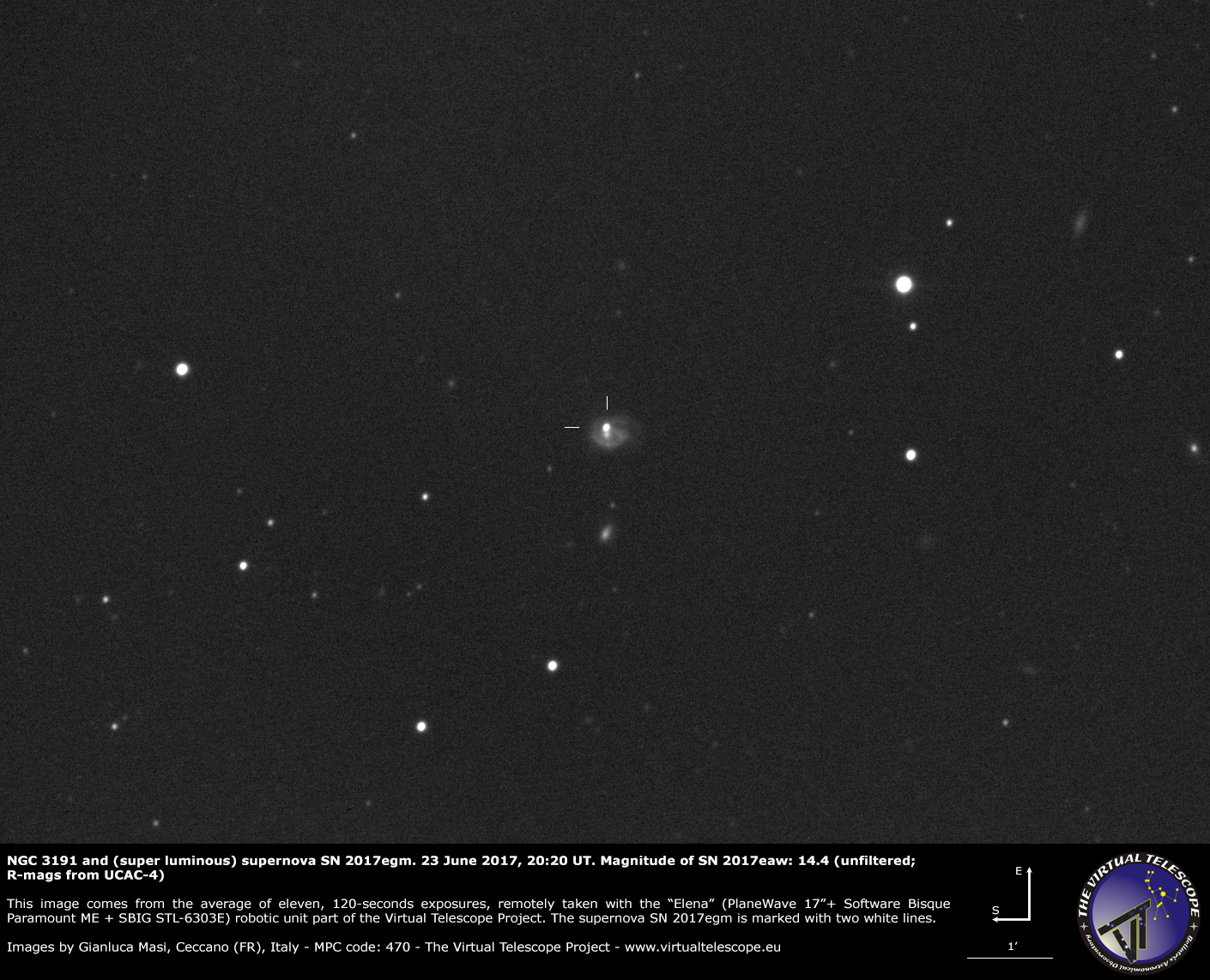Scopri di più sull'articolo NGC 3191 e la supernova super luminosa povera in idrogeno SN 2017egm: 23 giugno 2017