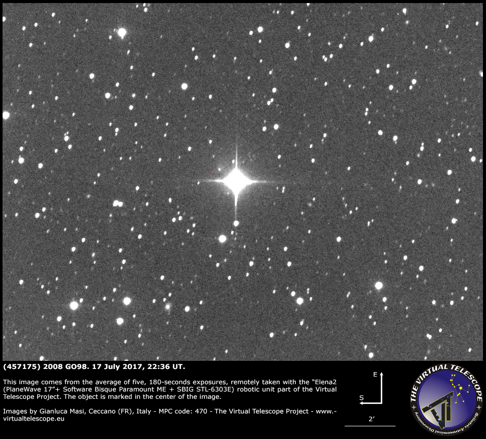 Al momento stai visualizzando Attività cometaria in (457175) 2008 GO98: un’immagine (17 luglio 2017)