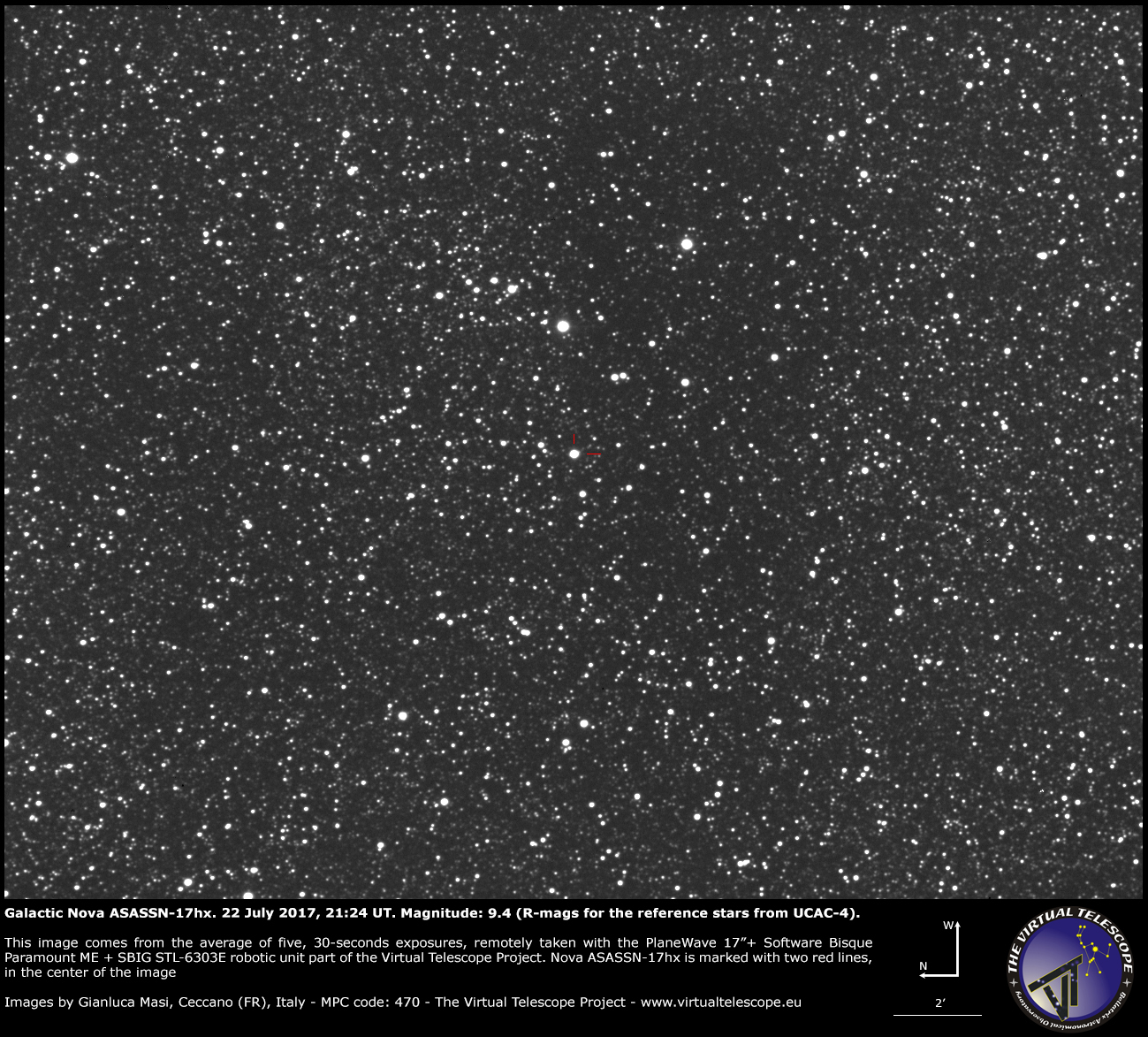 Al momento stai visualizzando La nova galattica ASASSN-17hx non si ferma – 22 luglio 2017