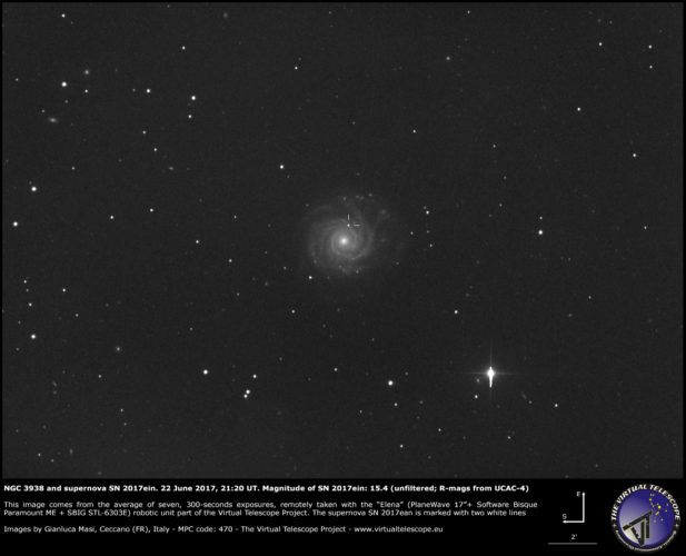 NGC 3938 e la supernova SN 2017ein: 22 giugno 2017