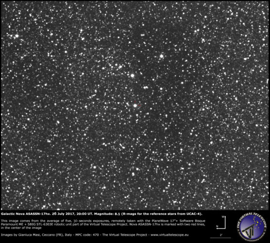 Nova galattica ASASSN-17hx nello Scudo: 26 Luglio 2017