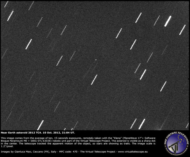 L'asteroide near-Earth 2012 TC4: 10 Oct. 2012, mentre si avvicinava alla Terra.