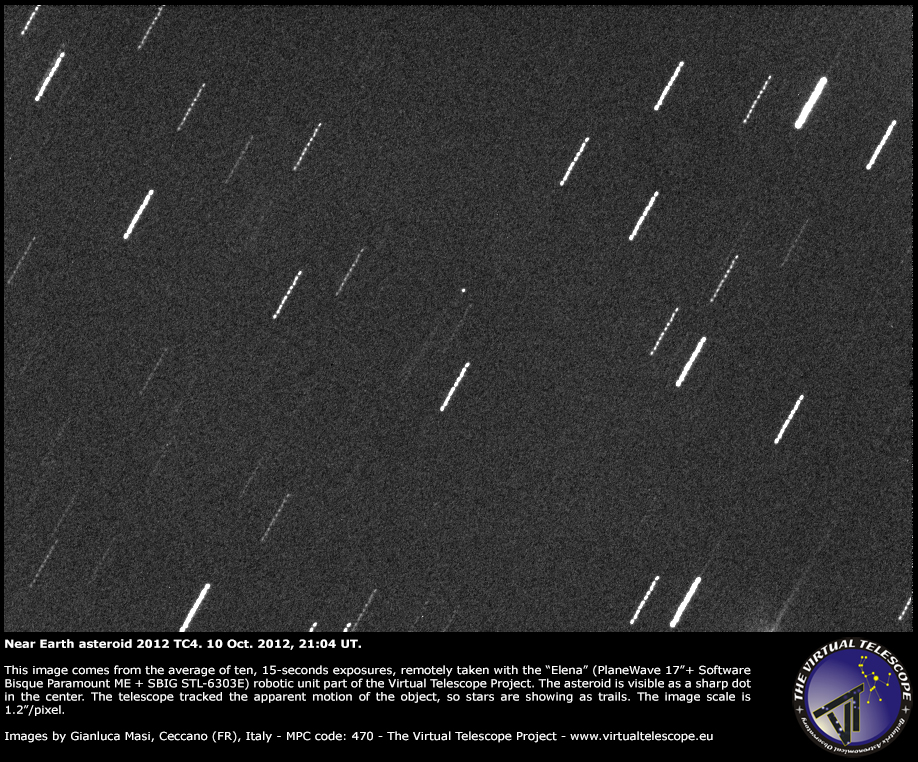 Al momento stai visualizzando L’asteroide near-Earth  2012 TC4 transita davvero vicino alla Terra: osservazione in diretta – 11 e 12 ottobre 2017