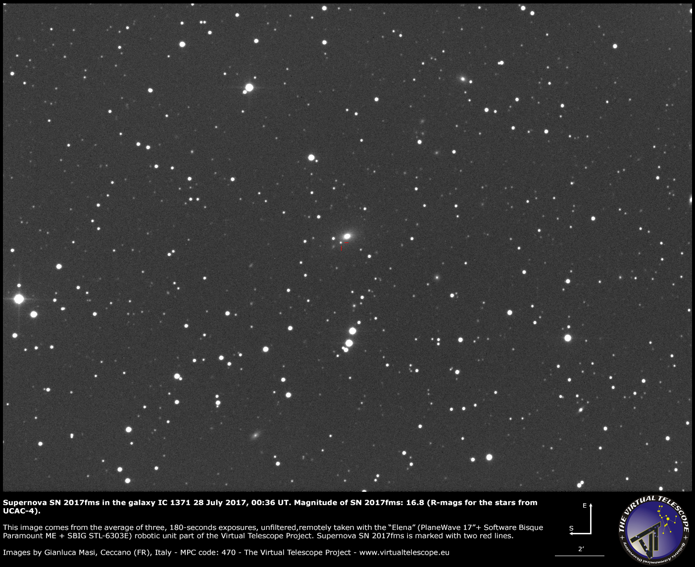 Al momento stai visualizzando Supernova SN 2017fms in IC 1371: un’immagine (28 luglio 2017)
