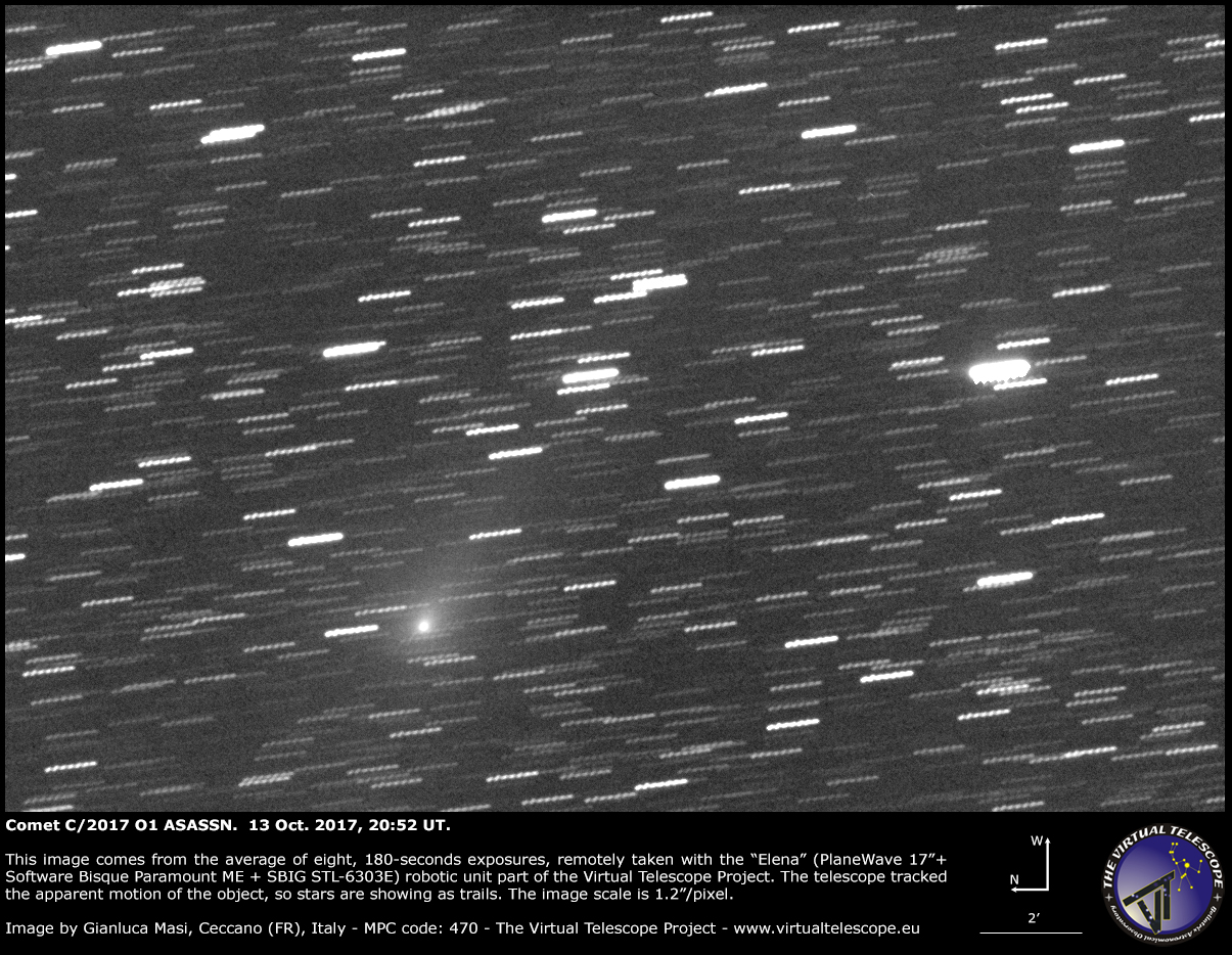 Al momento stai visualizzando Cometa C/2017 O1 ASASSN: un’immagine (13 ottobre 2017)