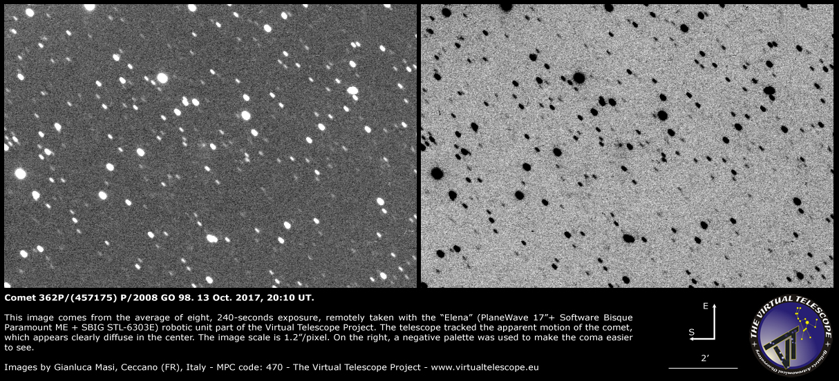 Scopri di più sull'articolo Cometa 362P / (457175) P/2008 GO98: una nuova immagine (13 Ottobre 2017)