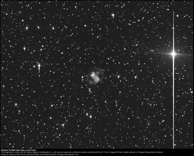 Scopri di più sull'articolo Messier 76, la “piccola Dumbbell”, affascinante nebulosa planetaria
