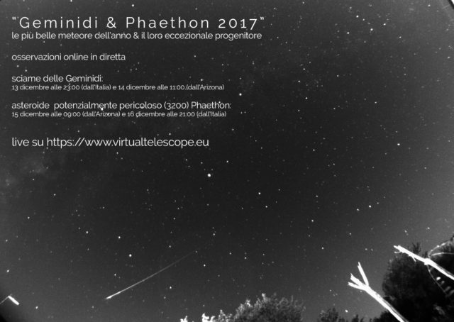 Scopri di più sull'articolo Le meteore Geminidi e l’asteroide Phaethon protagonisti con il Virtual Telescope: seguili con noi!