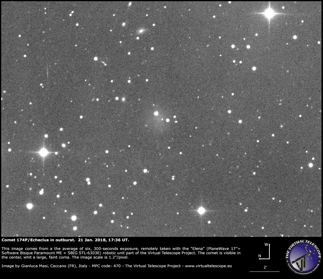 La cometa 174P/Echeclus, ripresa il 21 gennaio 2018