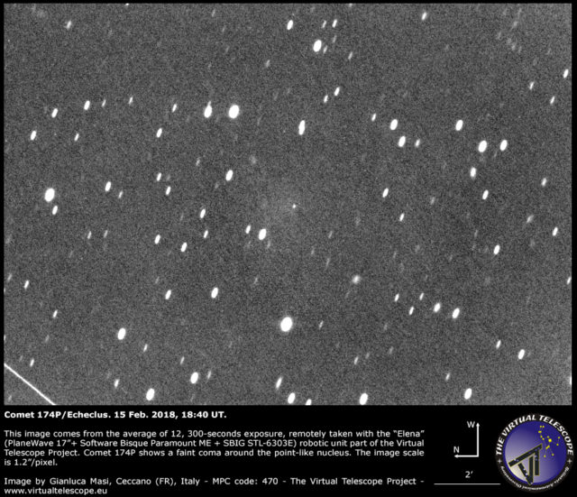 La cometa 174P/Echeclus, ripresa il 15 febbraio 2018
