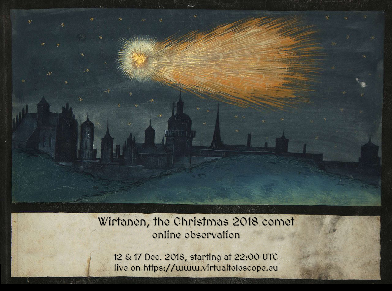 Scopri di più sull'articolo Wirtanen, la cometa del Natale 2018, osservazioni in diretta live (12, 16 e 18 Dicembre 2018)