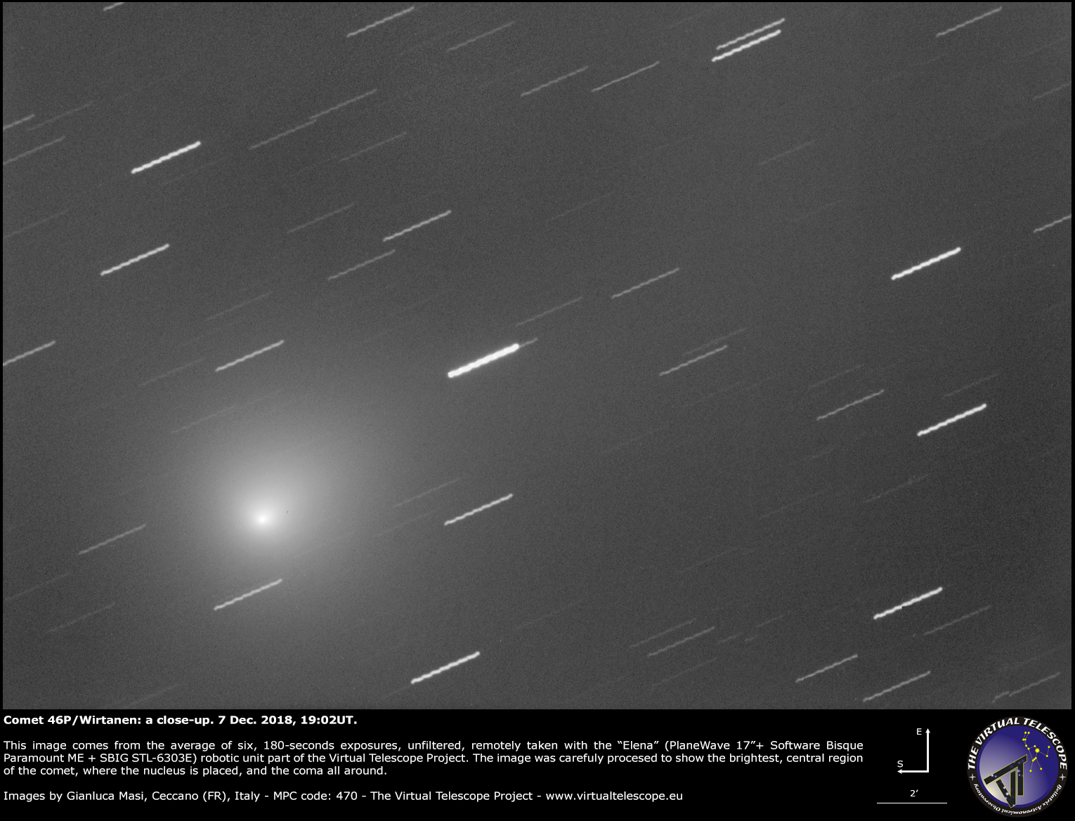 Al momento stai visualizzando Passaggio della Cometa 46P/Wirtanen: nuova immagine (7 Dicembre 2018)