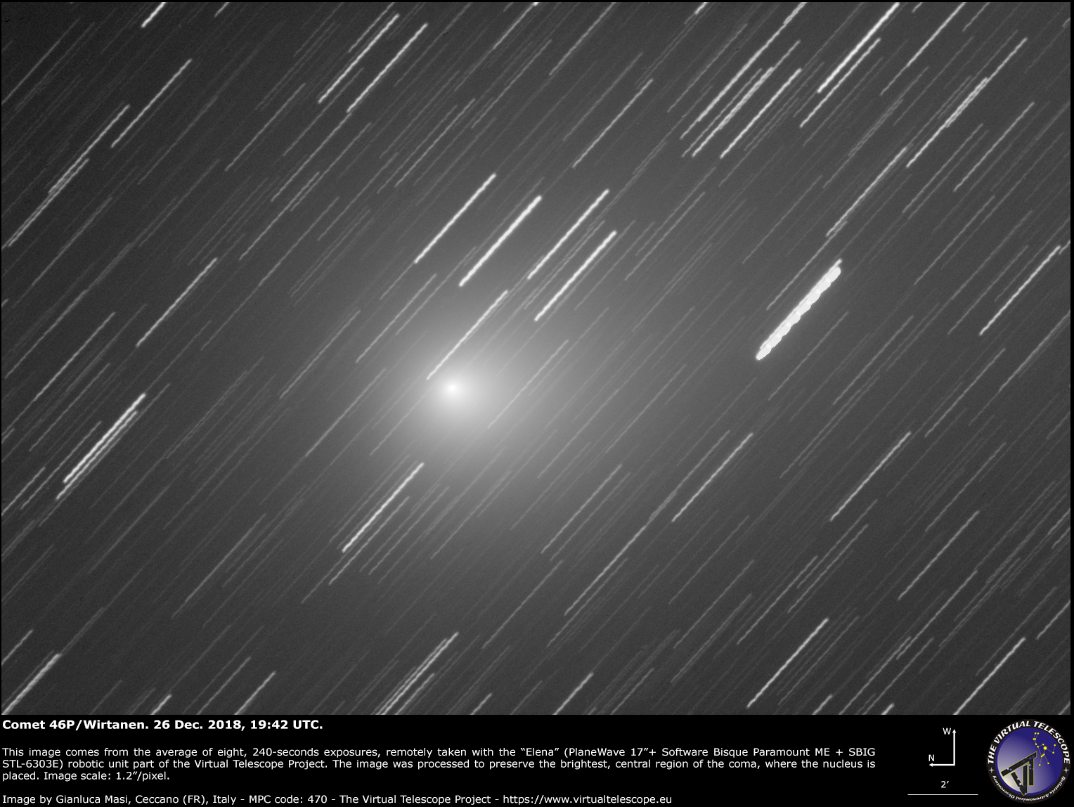 Scopri di più sull'articolo Cometa 46/P Wirtanen: una nuova immagine – 26 Dicembre 2018